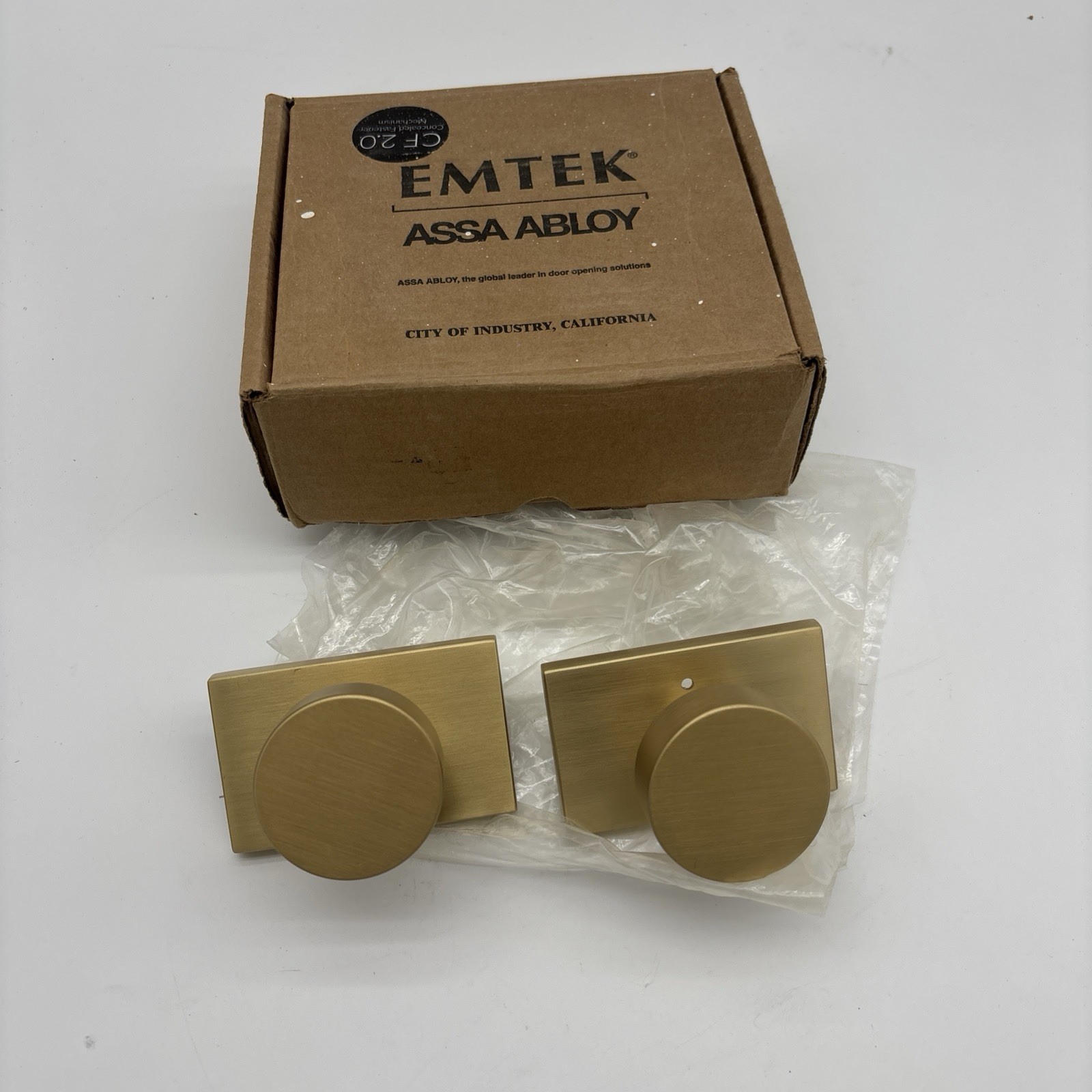 Emtek Assa Abloy Brushed Brass Lock Round Knob Set For Parts