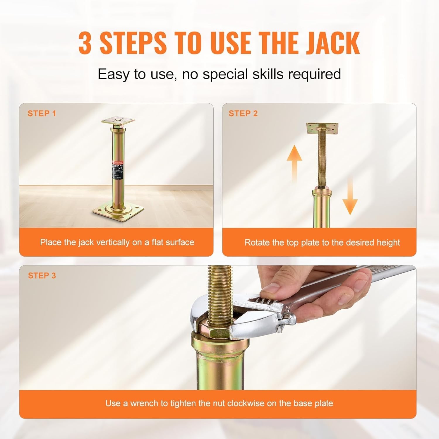 Adjustable Floor Joist Jacks 11.6"-16" Height Range, 10,000 lbs Support, 4 PCS