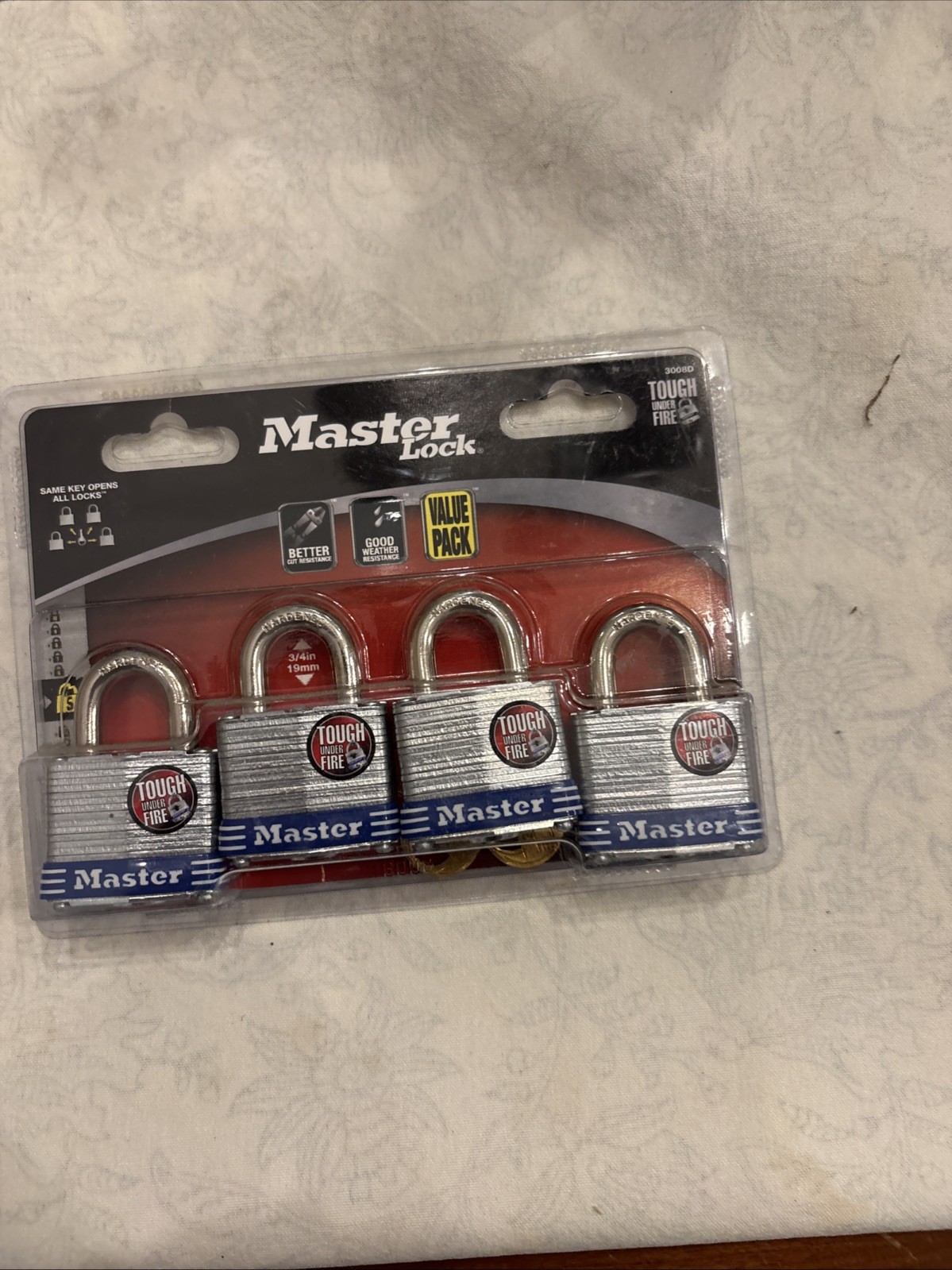 4 Pack Master Lock 3008D Laminated Steel Padlock 1-1/2 NEW