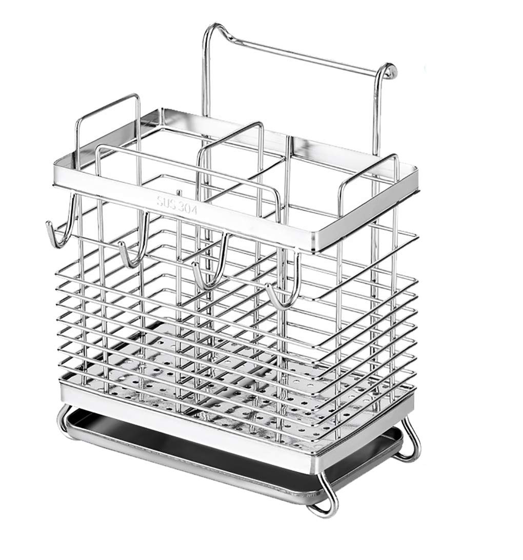 Sturdy 304 Stainless Steel Utensil Drying Rack, 7.67“x 3.54 ”x 6.49“, Silver