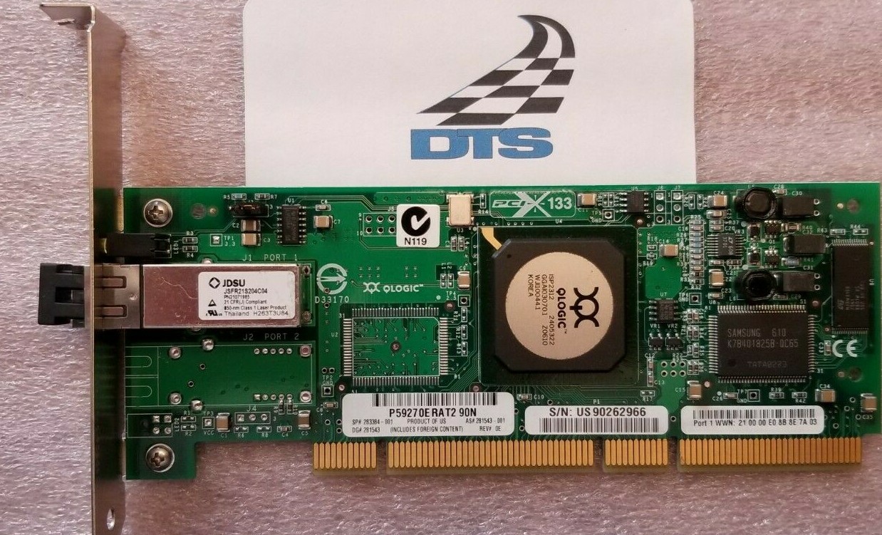 HPE FCA2214 2Gbps 133MHz PCI-X to FC HBA 283384-001 QLogic QLA2340