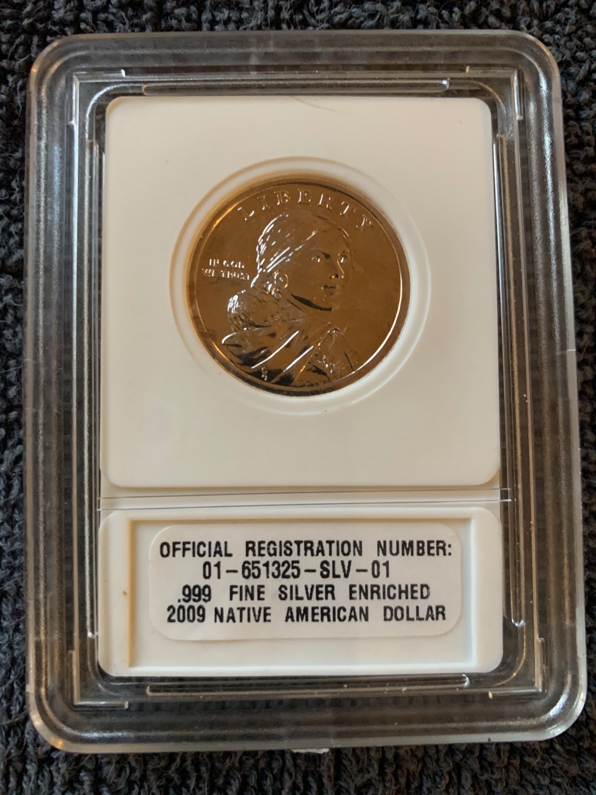 2009-P $1 Registered Native American Dollar! .999 Silver Enriched
