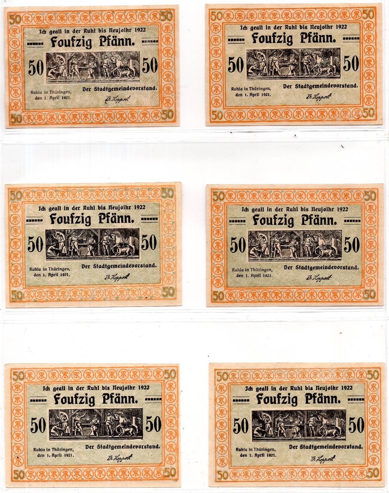1921 Germany Ruhla Notgeld 6 Note Set (2064)
