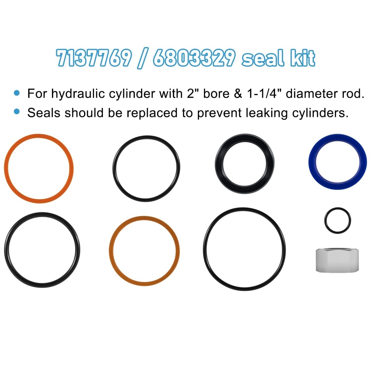 6803329 for Bobcat 444 500 540 642 643 741 7137769 Hydraulic Cylinder Seal Kit