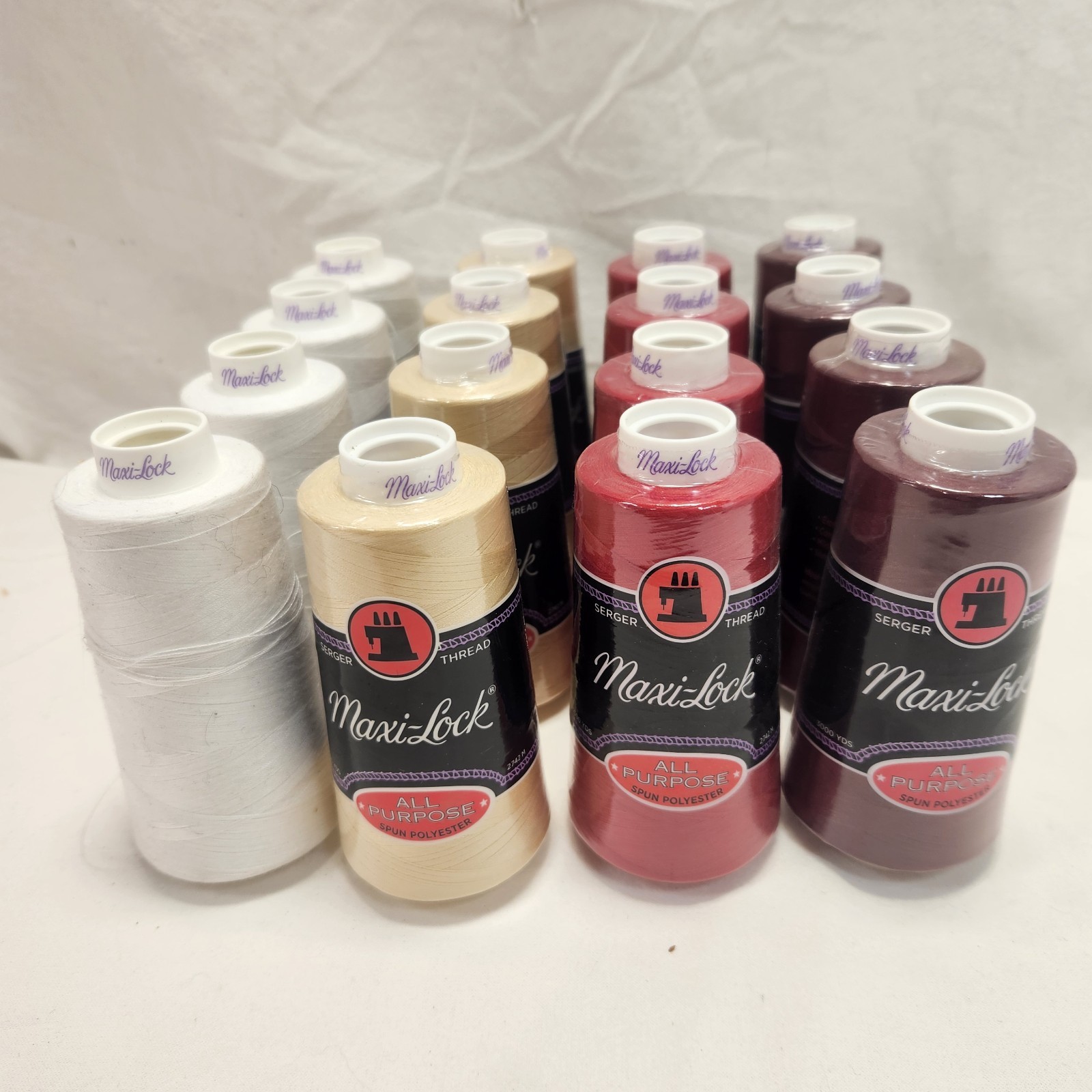 A&E Maxi-Lock Serger Thread Approx 3000 Yd. Each (Lot Of 16) 4 Open