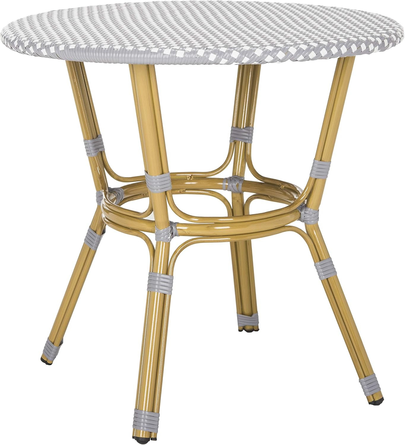 Safavieh PAT4012A Outdoor Collection Sidford Navy and White Rattan Bistro Table