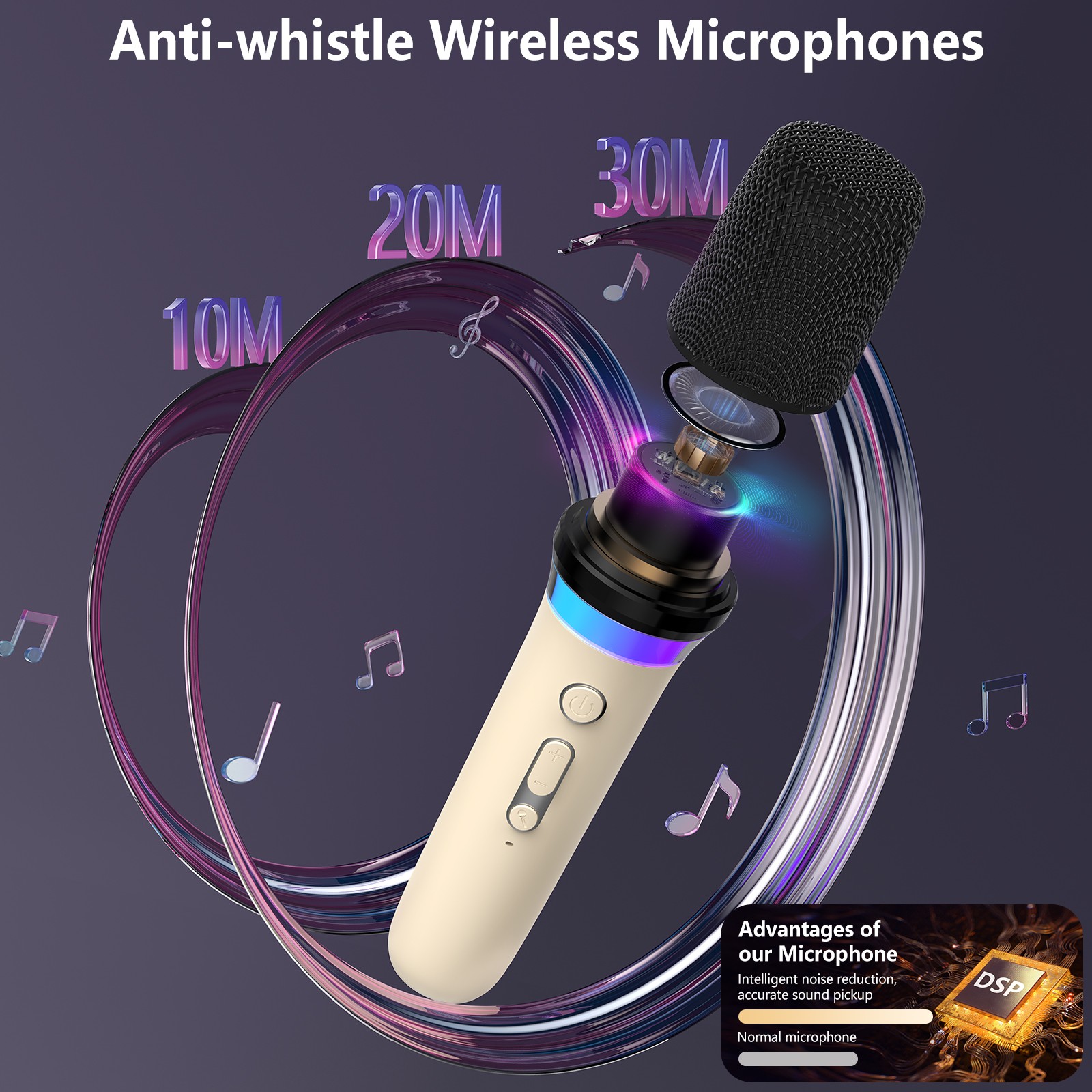 Portable Karaoke Machine with Wireless Microphones Halloween Bluetooth Speaker