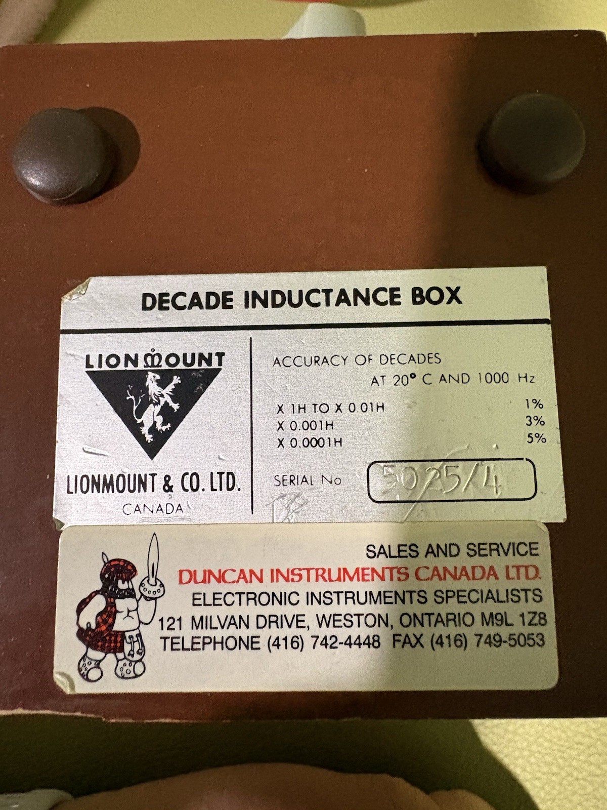 Lionmount Inductance Decade Box 1% Type LD4