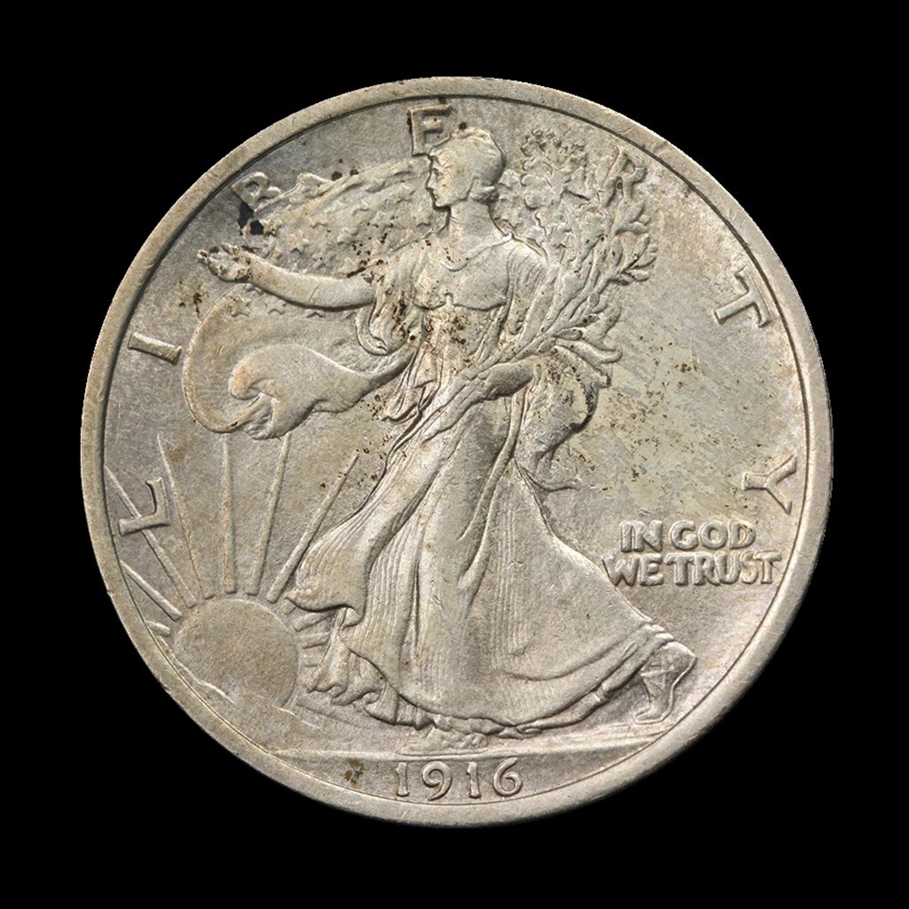 1916-P Walk Liberty Half Dol. Philadelphia US Mint American Coin, Fine Condition