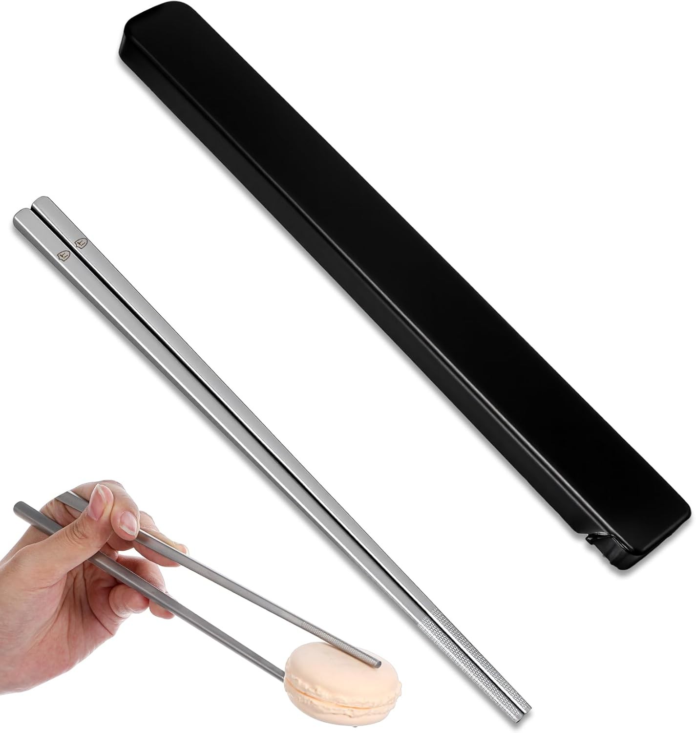 Travel Chopsticks with Case, 9.25 Inch Reusable Stainless Steel Chopsticks for