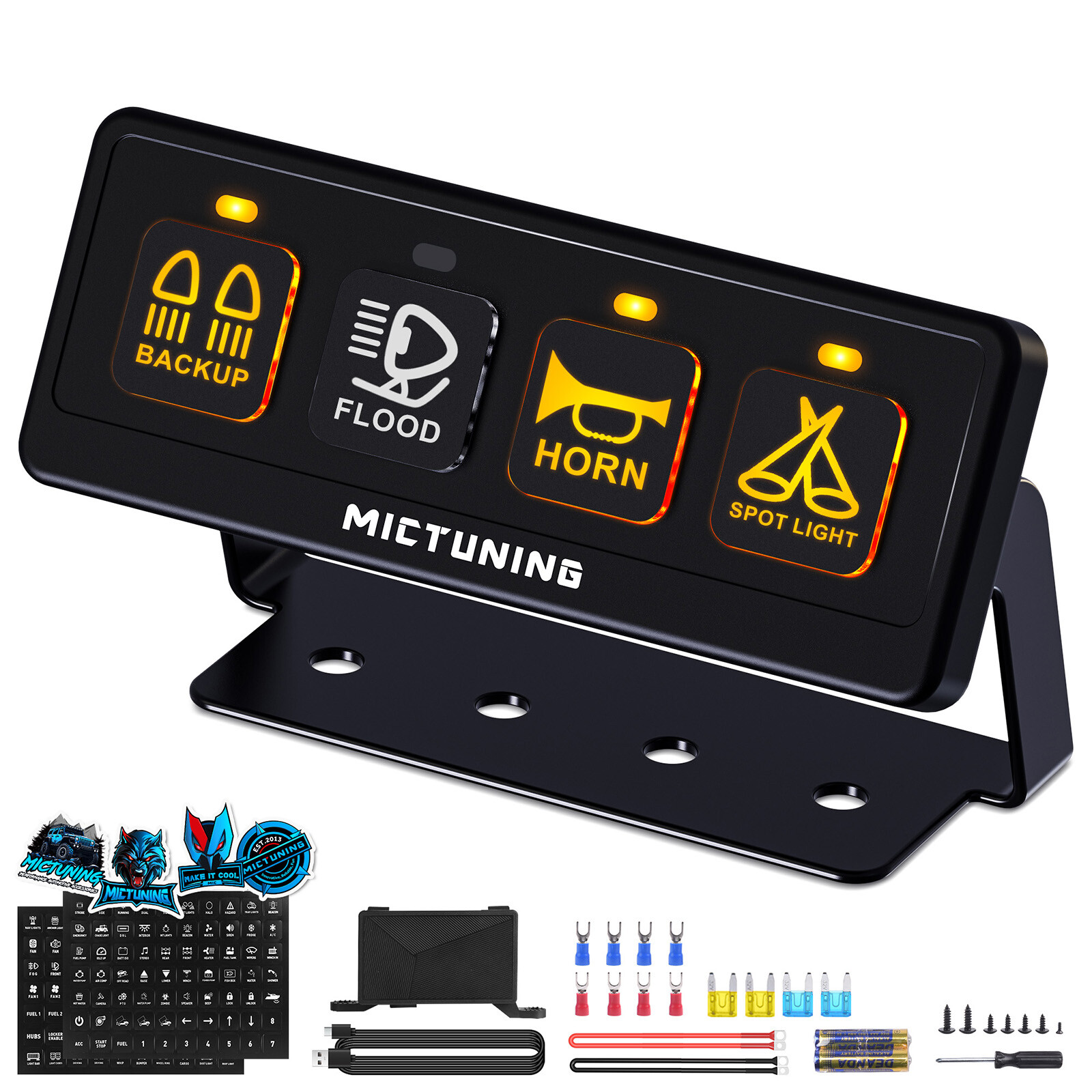 Wireless 4 Gang Switch Panel ON-OFF Circuit Control Box LED Light Bar Marine