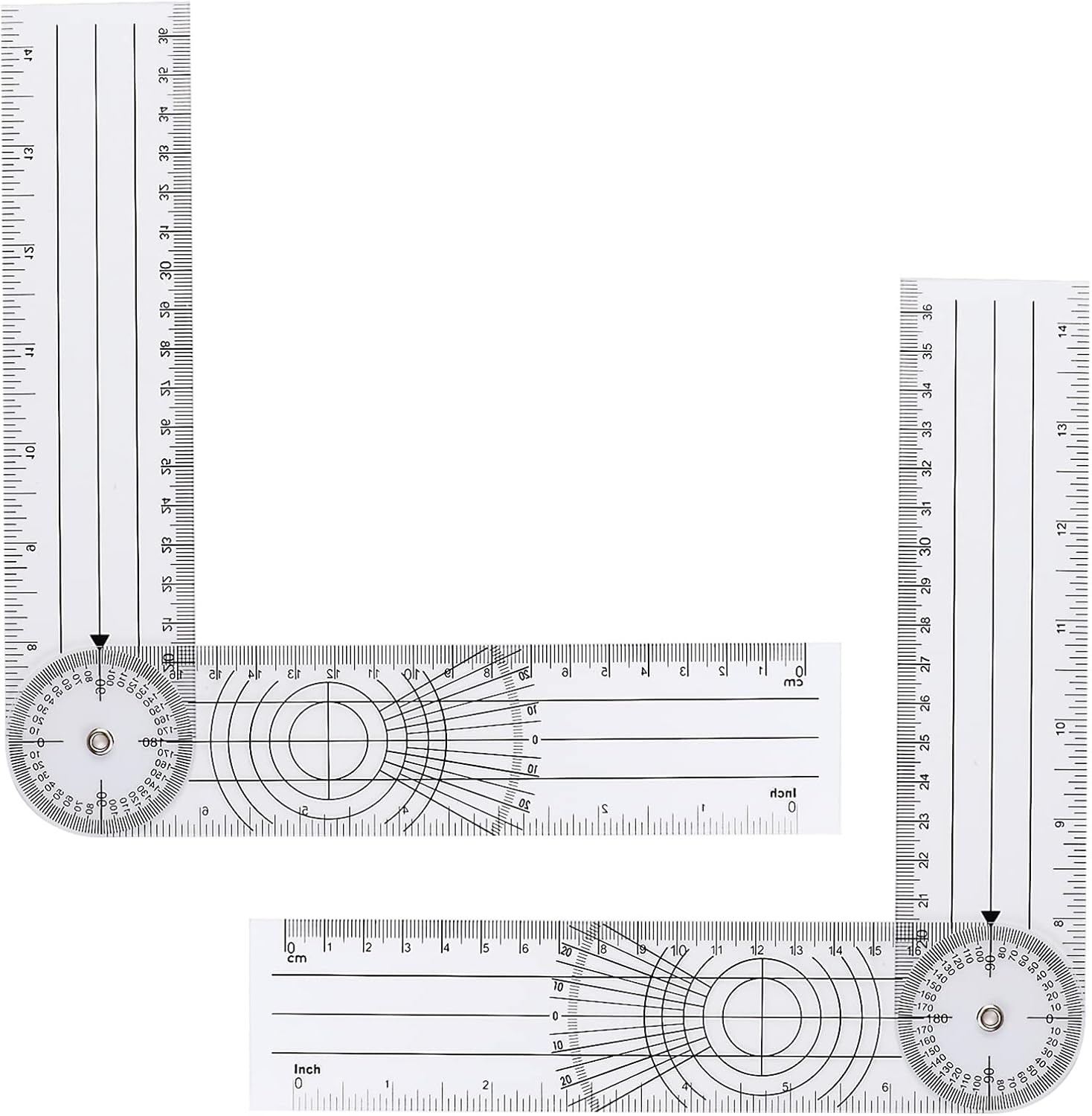 2Pcs Clear Plastic Goniometer Quick Angle Protractor Finder Style 1
