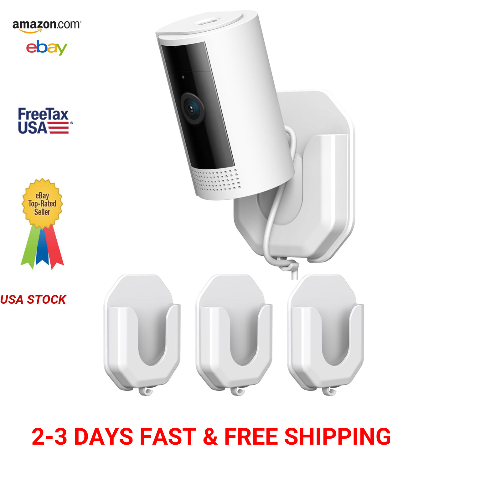 Wall Mount Bracket for Indoor and Blink Cameras Adhesive No Drill 3 Pack White