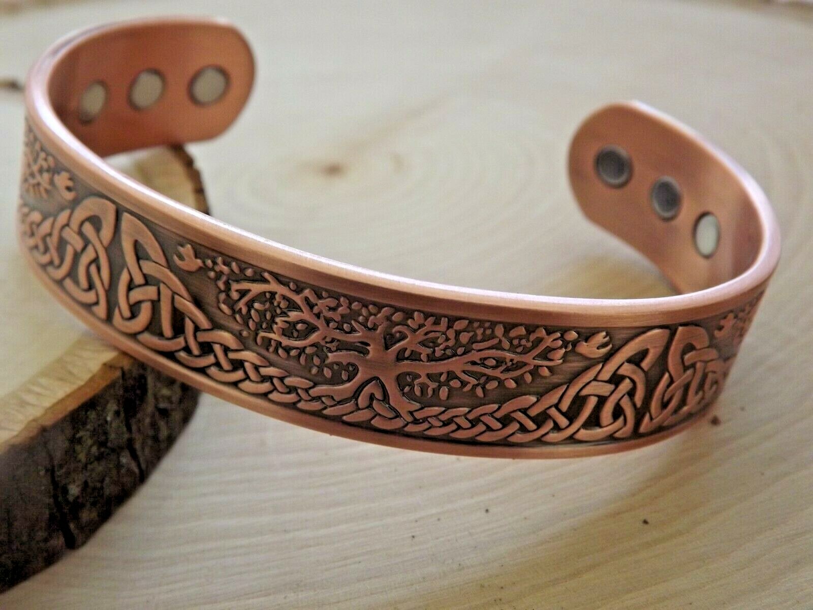 Solid Copper Magnetic Bracelet Arthritis Pain Therapy Energy Cuff Tree Of Life
