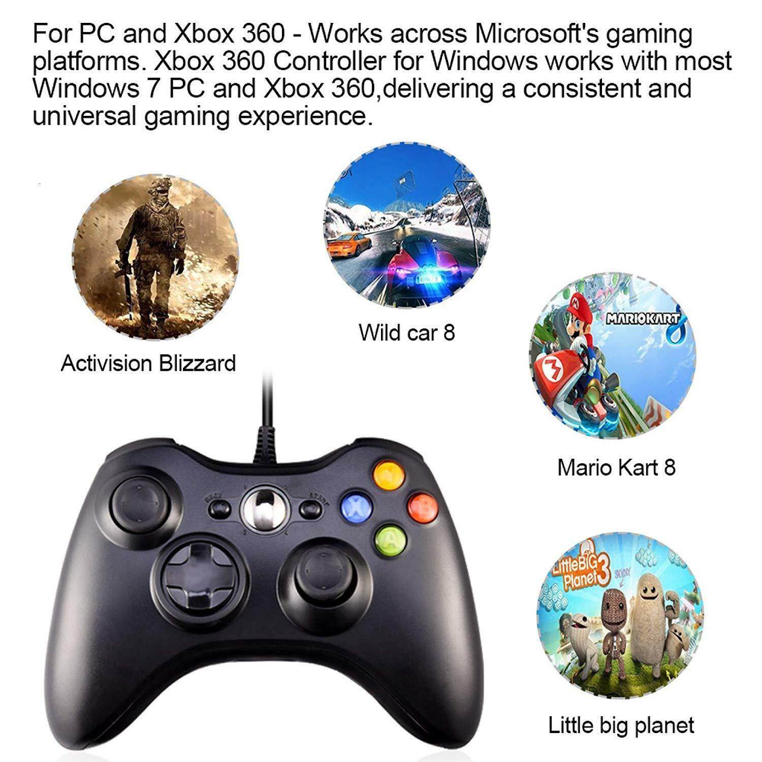 Wired Xbox 360 Controller Gamepad for Microsoft Xbox 360/ PC Windows 10 8.1 8 7