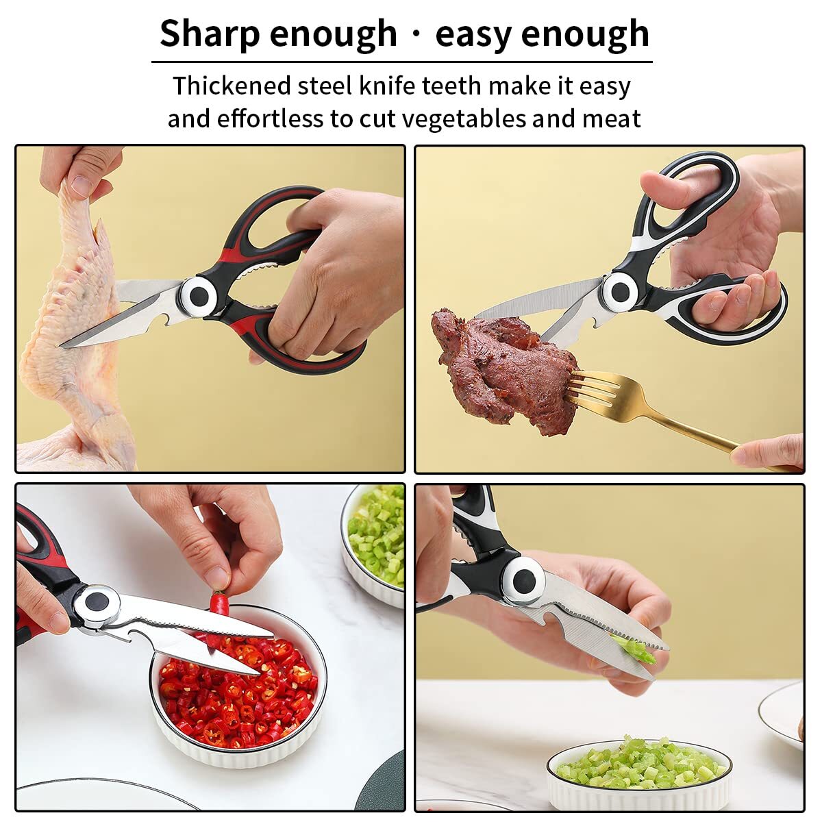 2 Pack Multifunctional Kitchen Shears Stainless Steel Cooking Poultry Scissors