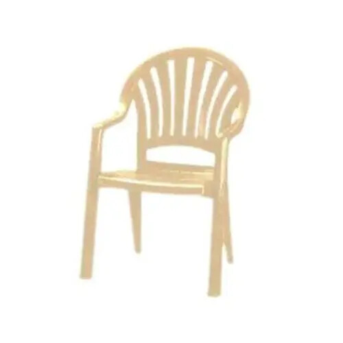 Grosfillex 49092066 Pacific Fanback Sandstone Resin Stacking Armchair - 16 Per