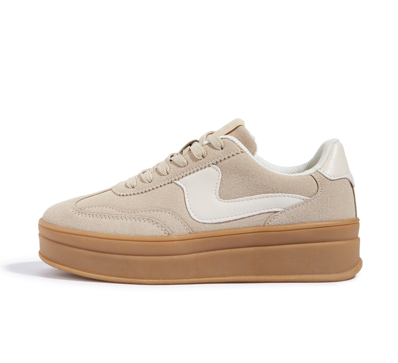 LUCKYSTEP Women's Thick Sole Suede Faux Leather Classic Platform Fashion Sneaker
