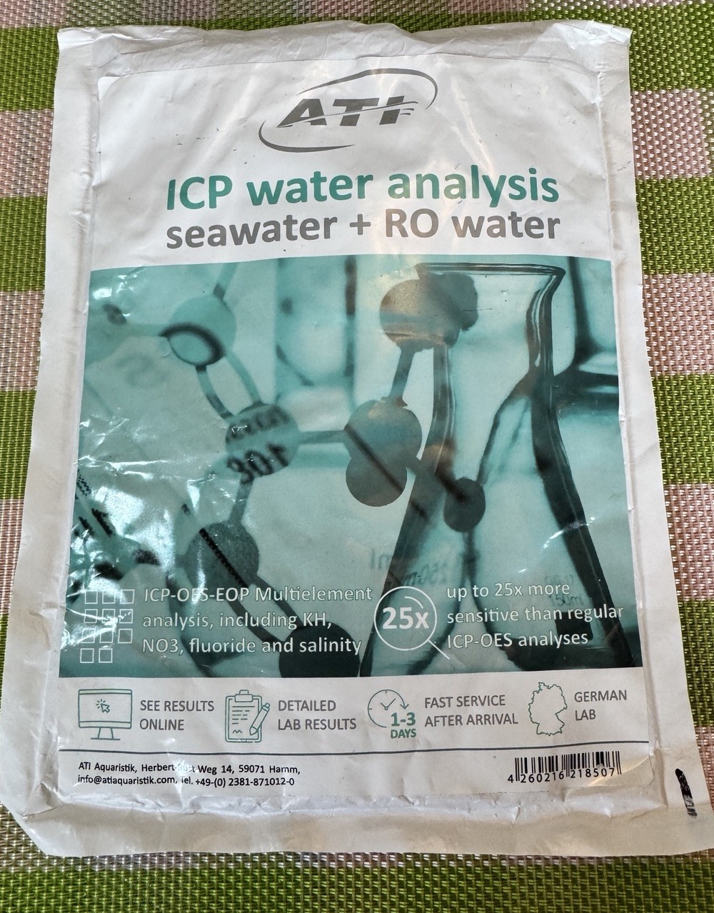 ATI ICP-OES-EOS Water Analysis Kit Seawater RO Water W/ Pre-Paid Shipping Label