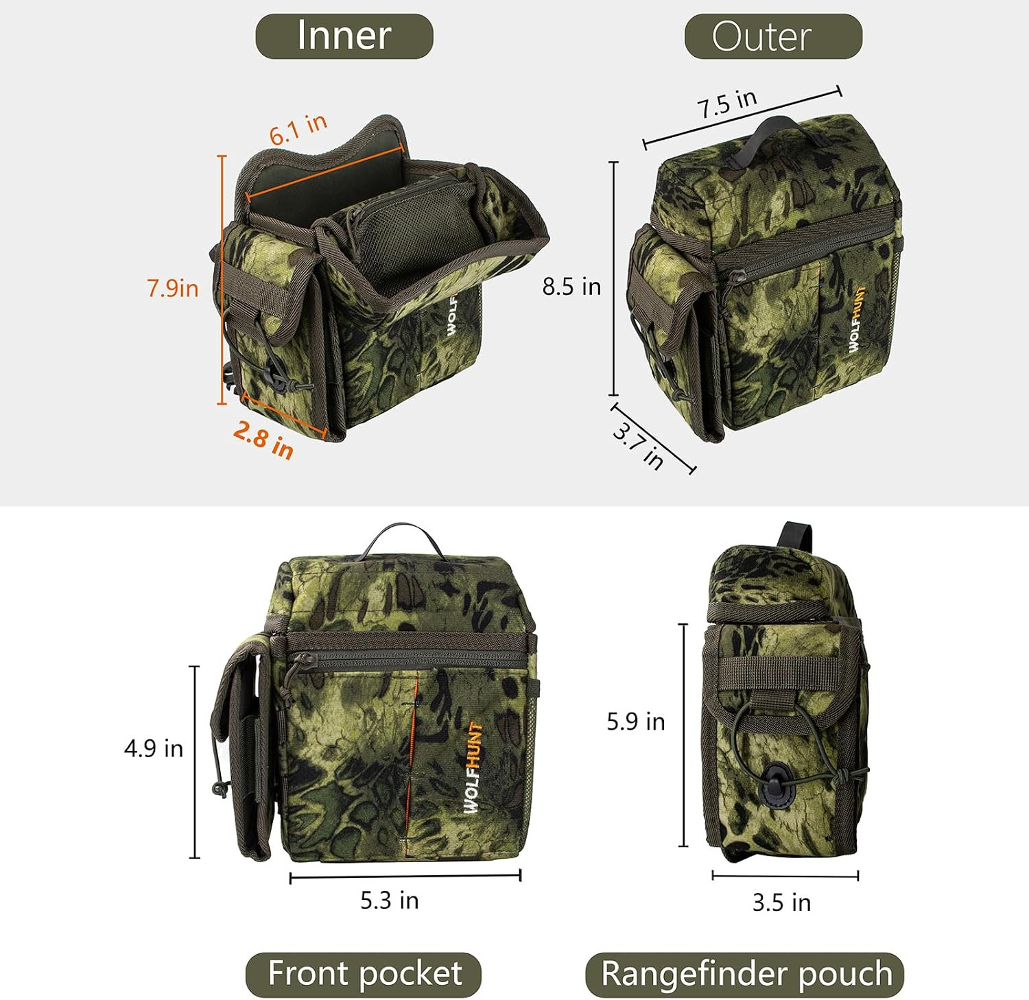 Binoculars Harness Chest Pack Magnetic with Detachable Rangefinder Pouch | 3-In-