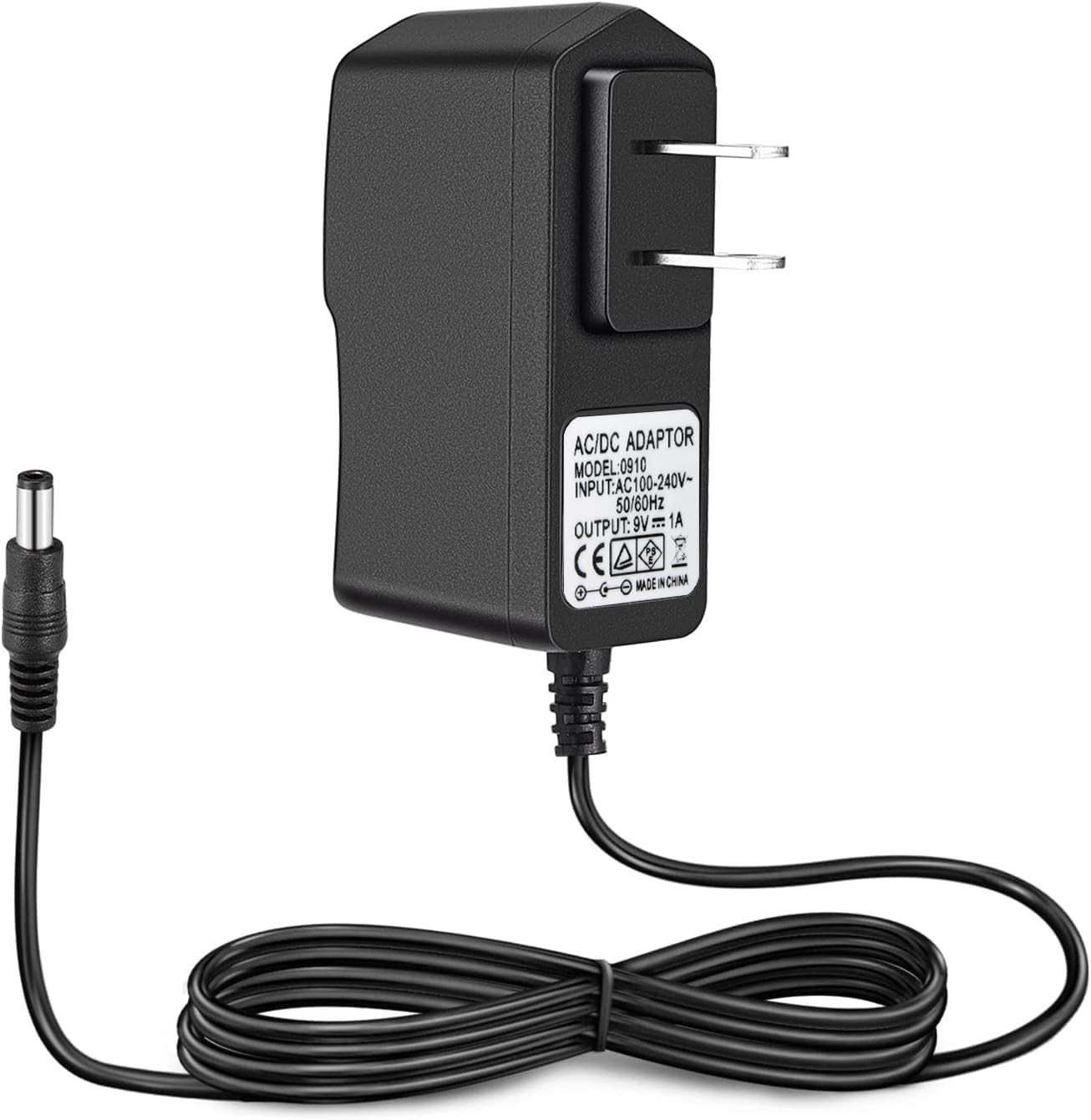 AZOR Guitar Effect Pedal Power Supply Adapter,Ac DC 9V Power Cord Fit for 9V1A G
