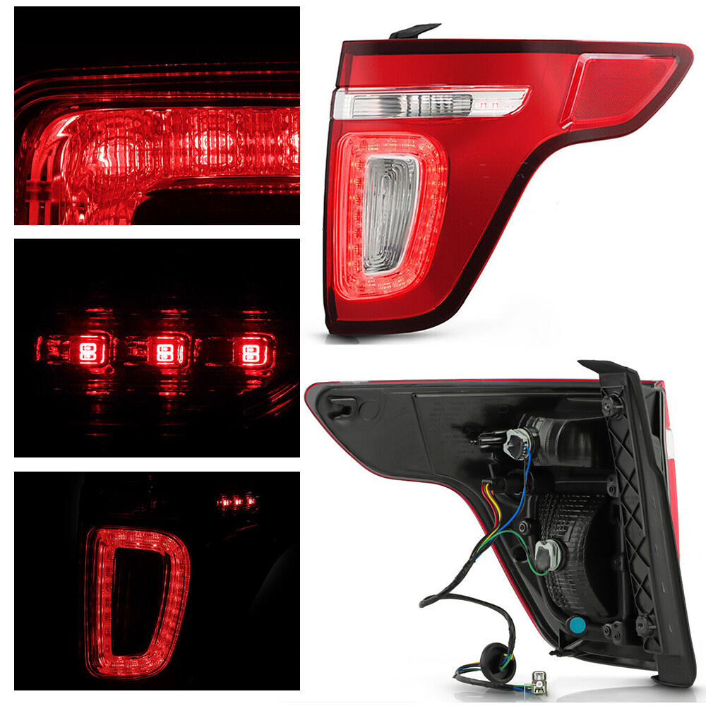 LED Tail Light For 2011-2015 Ford Explorer Red Clear With Bulbs Passenger Side