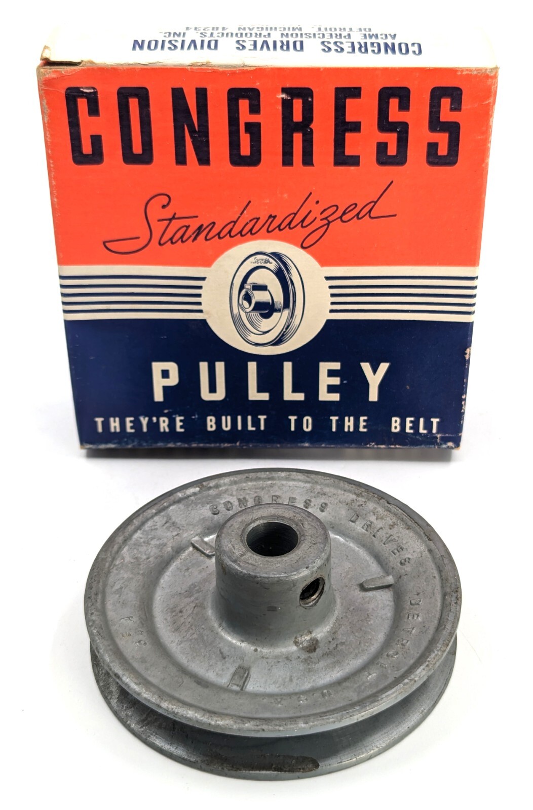 NOS! Congress 3.75” OD, 1/2” Fixed Bore Die-Cast V-Belt Pulley, Type A, CA375