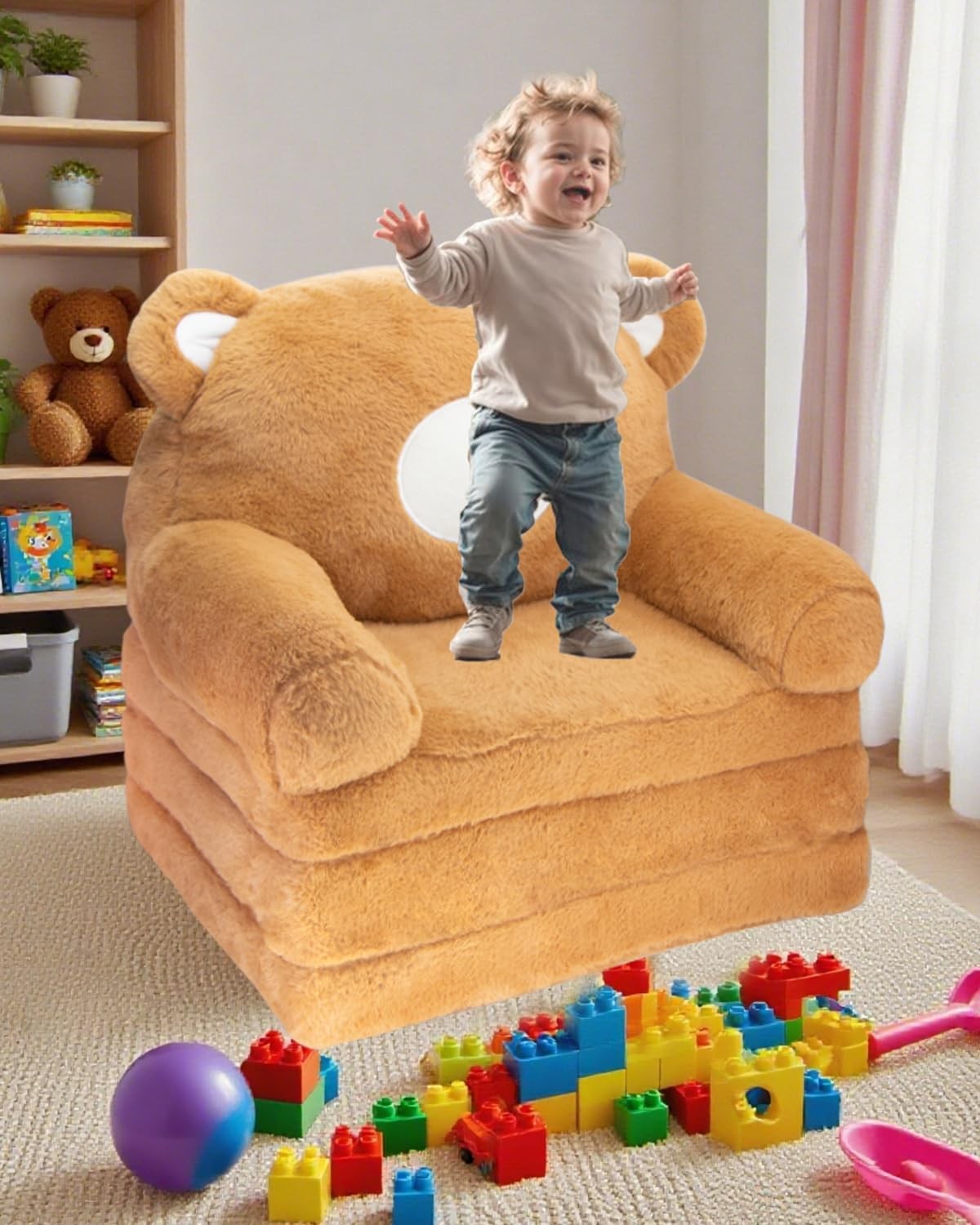 Chair Couch: 2-in-1 Chairs Comfy Sofa Fold Out for Girls and Boys 1-3 Years O...