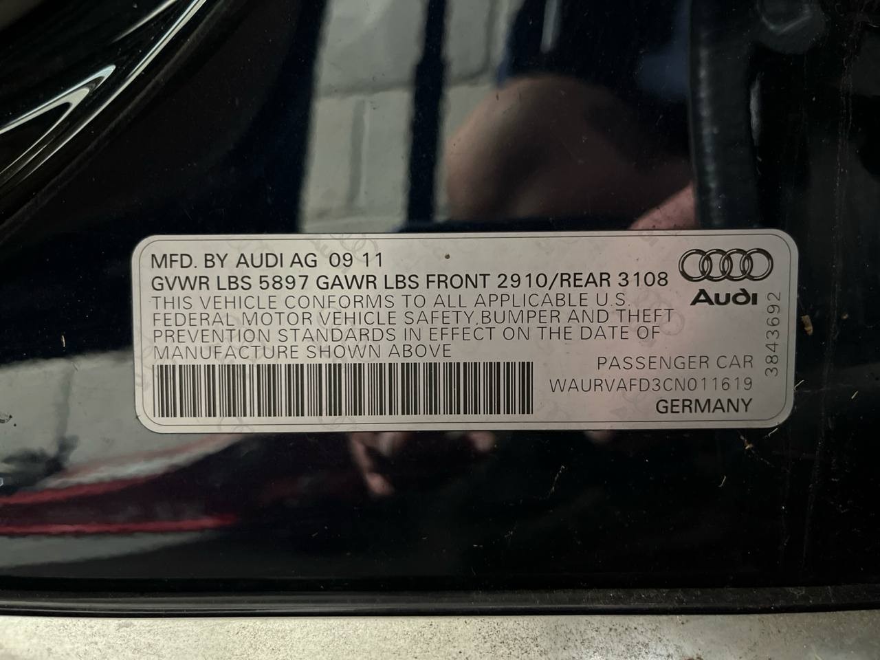 2010-2013 AUDI A8 FRONT RIGHT DOOR CONTROL MODULE UNIT 4H0959792E OEM