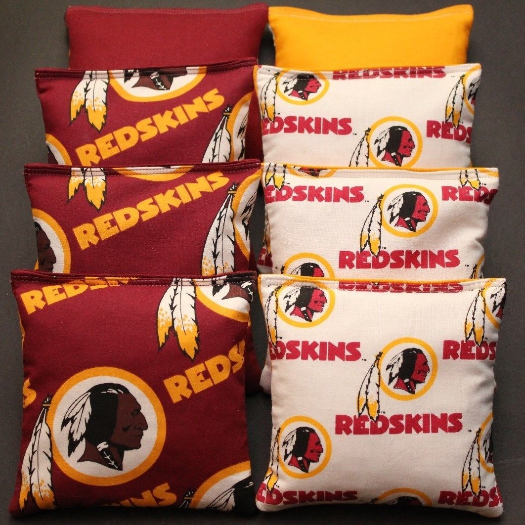 Cornhole Bean Bags made w WASHINGTON REDSKINS Vintage Fabric ACA Regulation