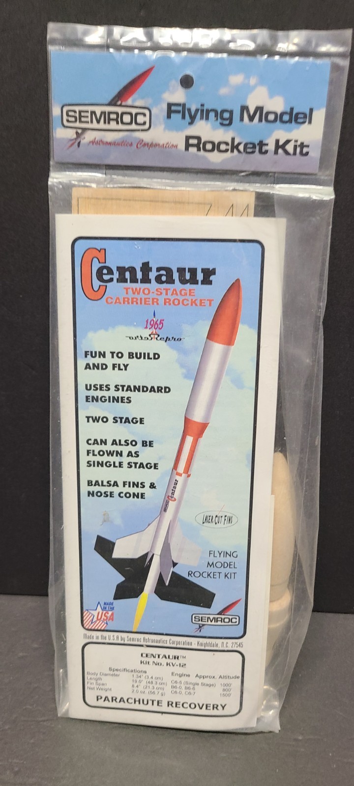 Semroc Centaur Flying Model Rocket Kit KV-12 2 Stage Model Rocket Sealed OOP