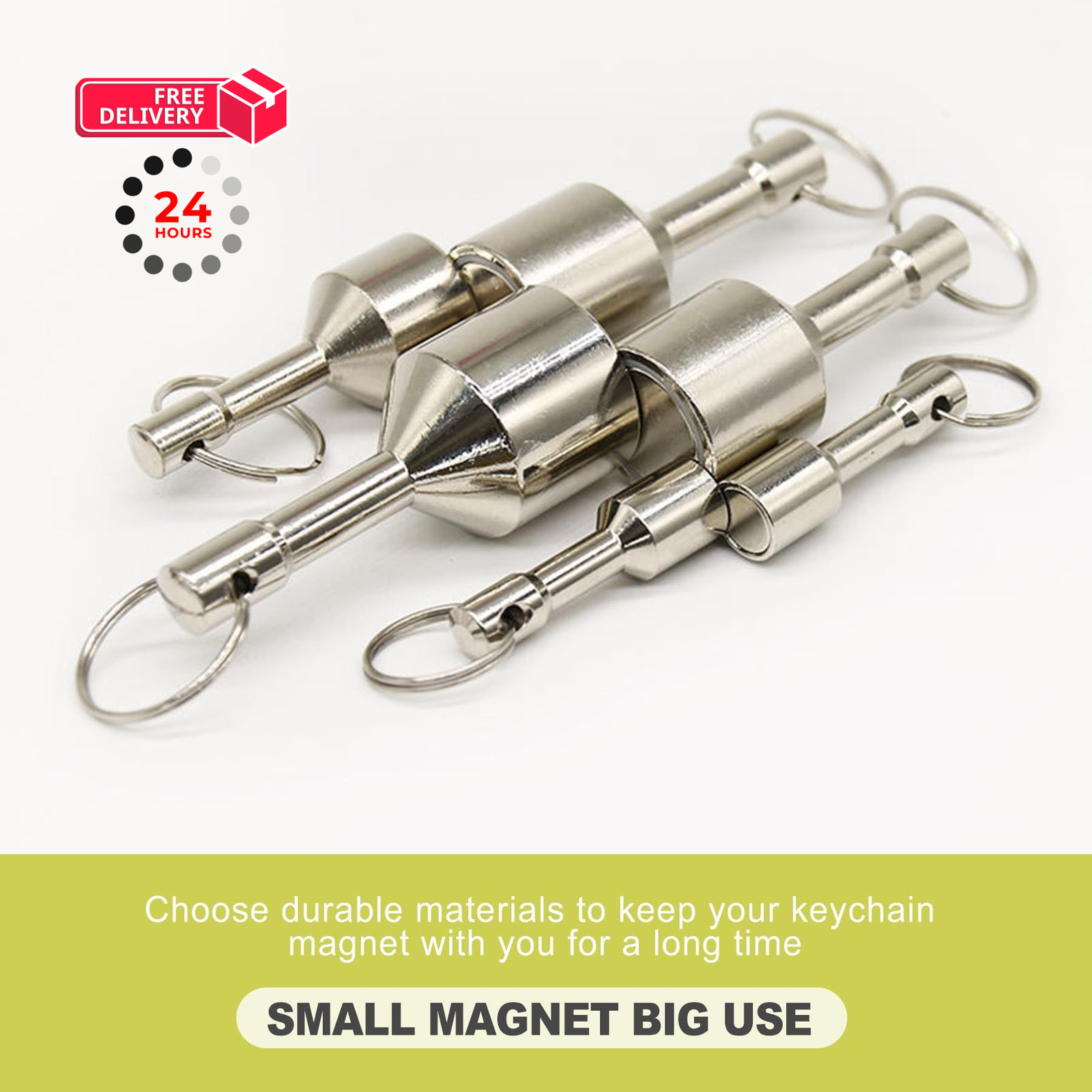 Hexalyao 2 Pack Neodymium Keychain Magnet Tester Pocket Tool for Basic silver