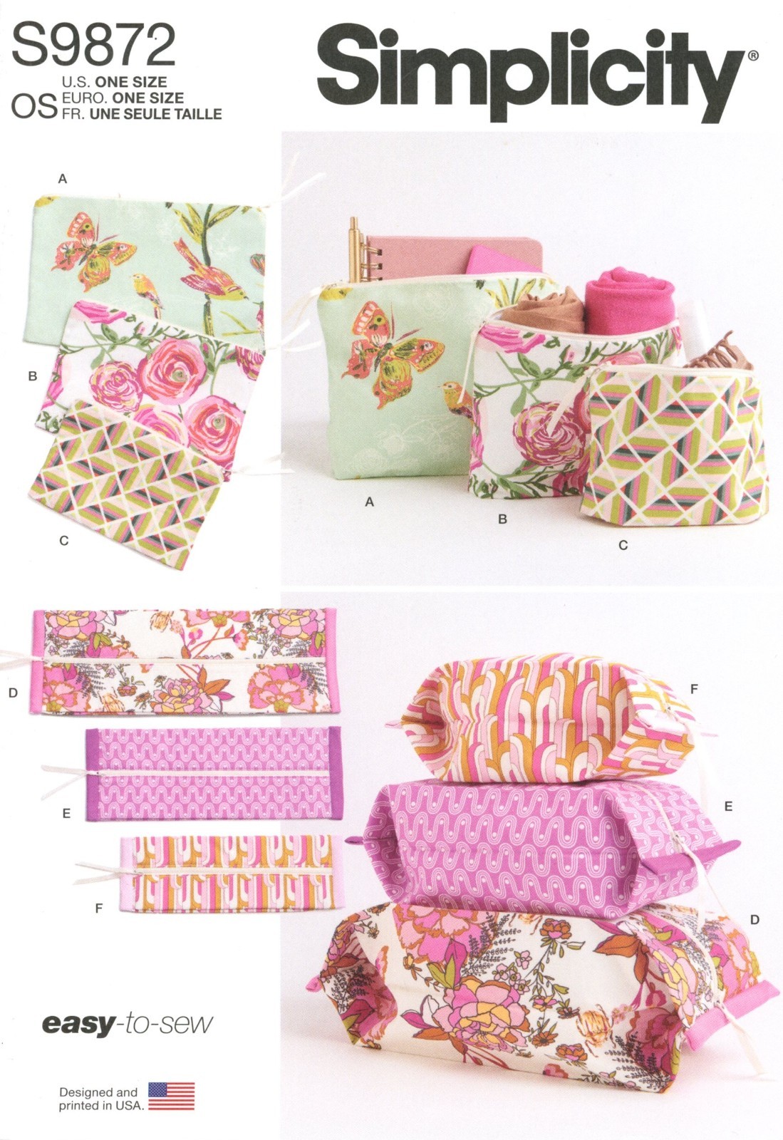 Simplicity S9872 Zipper Cases in Various Sizes & Shapes UNCUT Pattern Travel