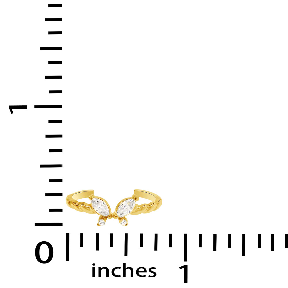 Butterfly Adjustable Toe Ring Simulated Diamond 10K Yellow Gold