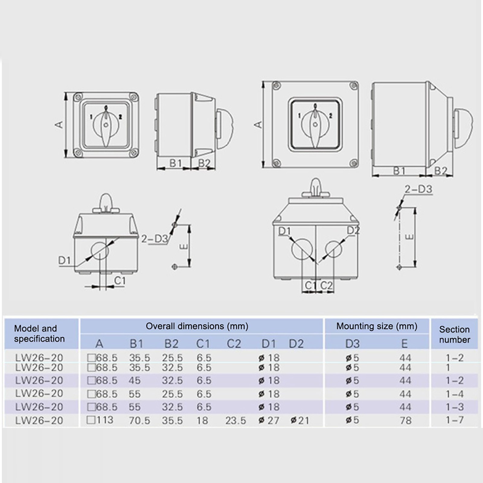 High Quality Changeover Switch Transfer Switch 20A Transfer 3 Position