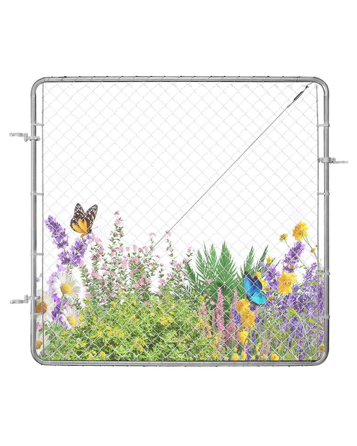 Silver 70 X 72 In Temporary Chain Link Fence Gate Durable Adjustable Security...
