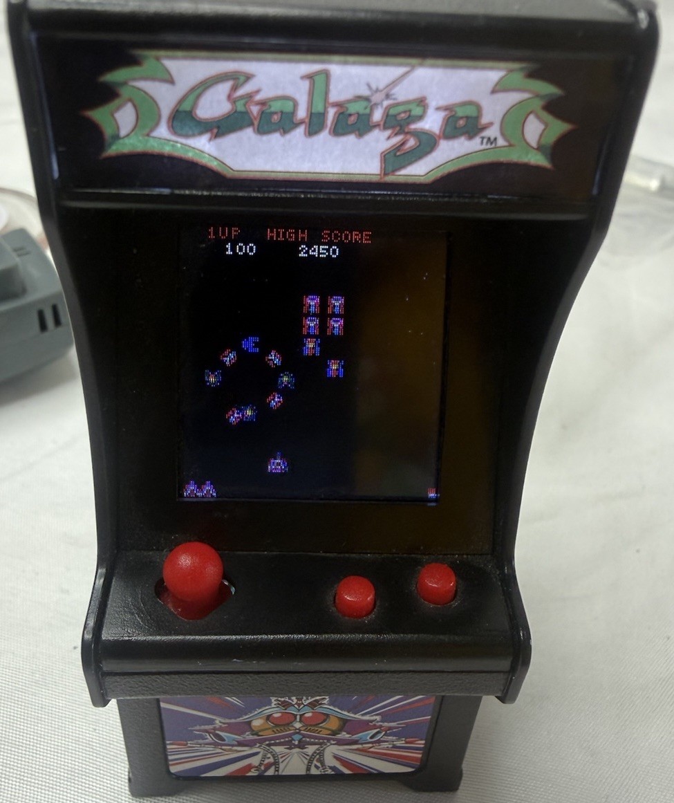 TINY ARCADE Galaga Miniature Arcade Game Battery Powered palm size 1/18 scale