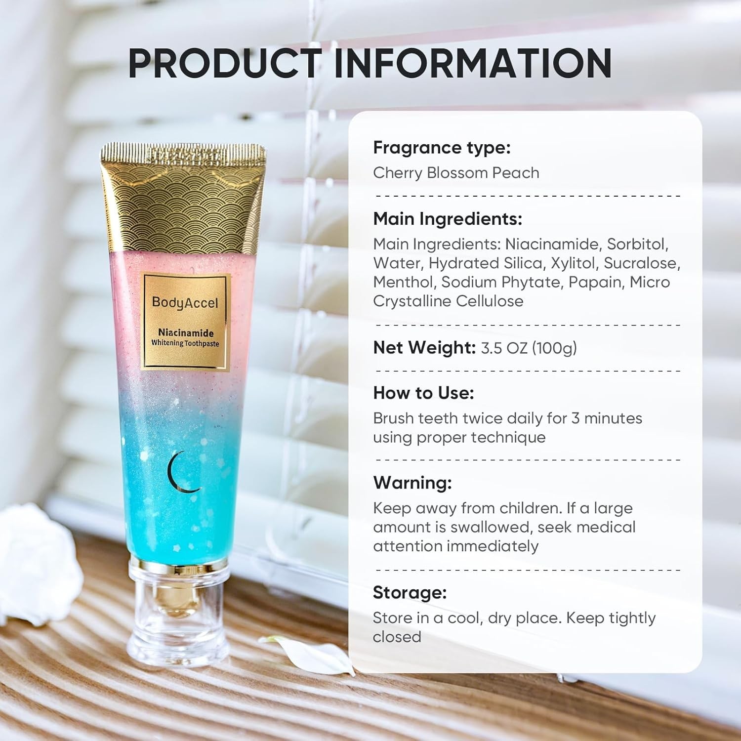 BodyAccel Niacinamide Whitening Toothpaste 3.5 oz Sealed