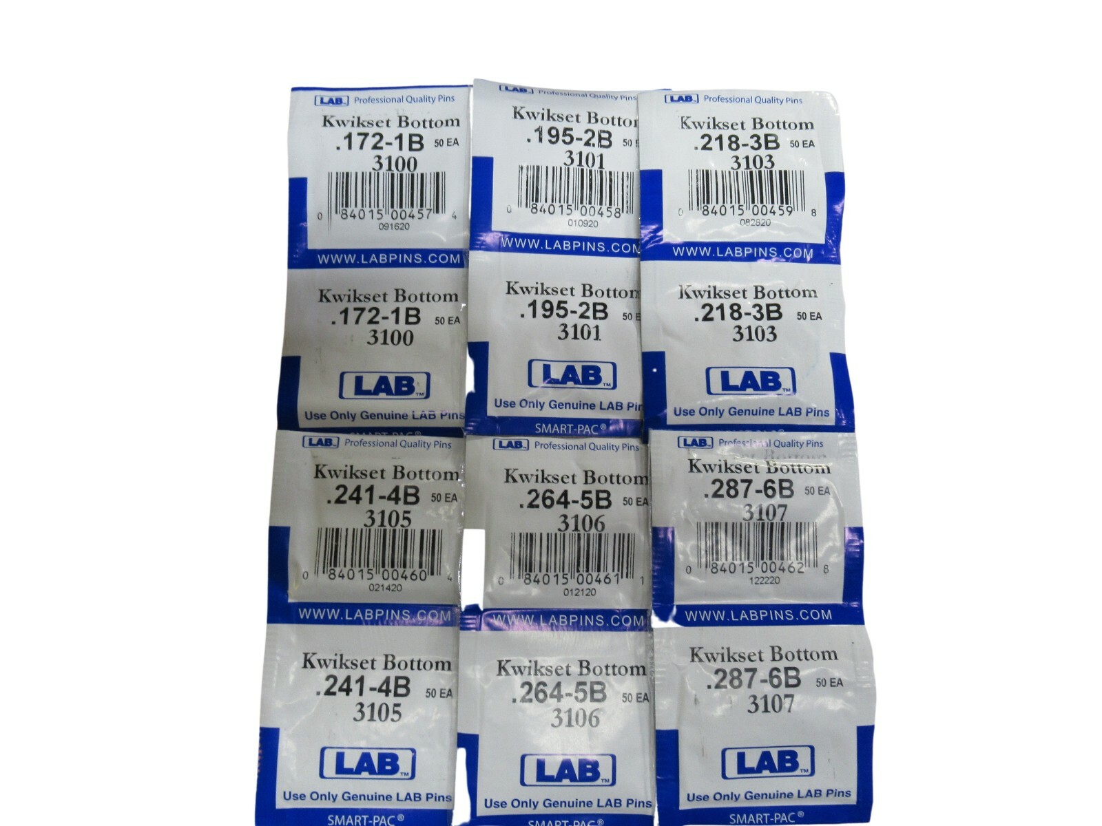 Keying pins for Yale Residential  -Lot of 6 packs of Lab pins includes #1-6B