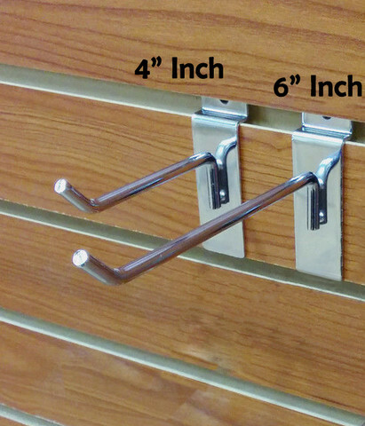 5X 4-6" Slatwall Hooks Chrome Peg Slat Wall Retail Display 6mm Tubing Metal Hook