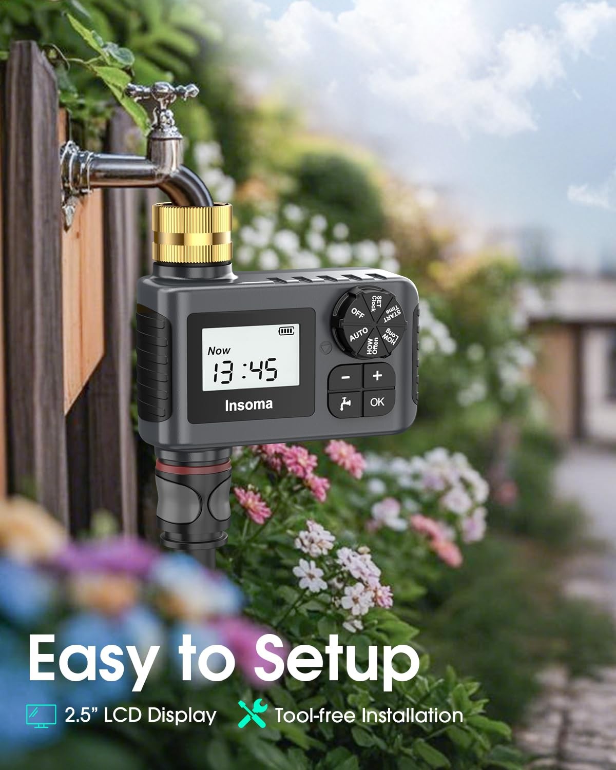 Automatic Water Timer for Garden Hose Drip Irrigation with Rain Delay Mode