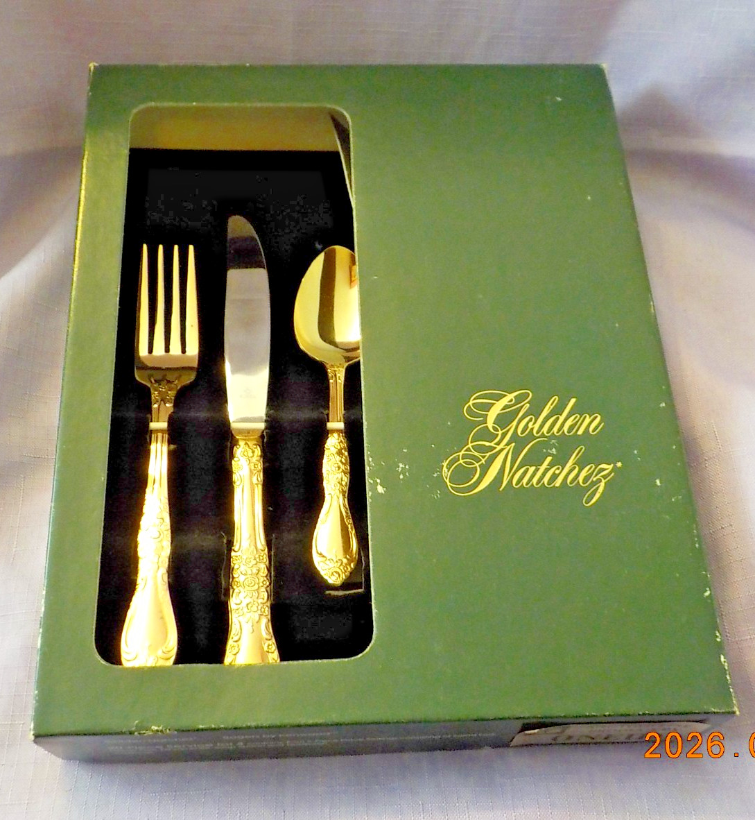 Oneida 1984 Golden Natchez 20 Piece Flatware Service For 4 Gold Electroplate New