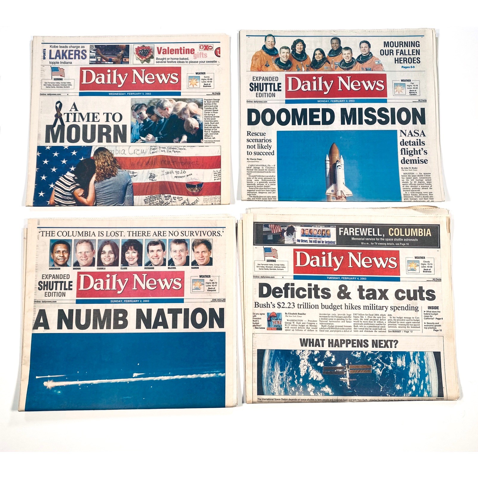 2003 Space Shuttle Columbia Disaster, 4 California News Papers
