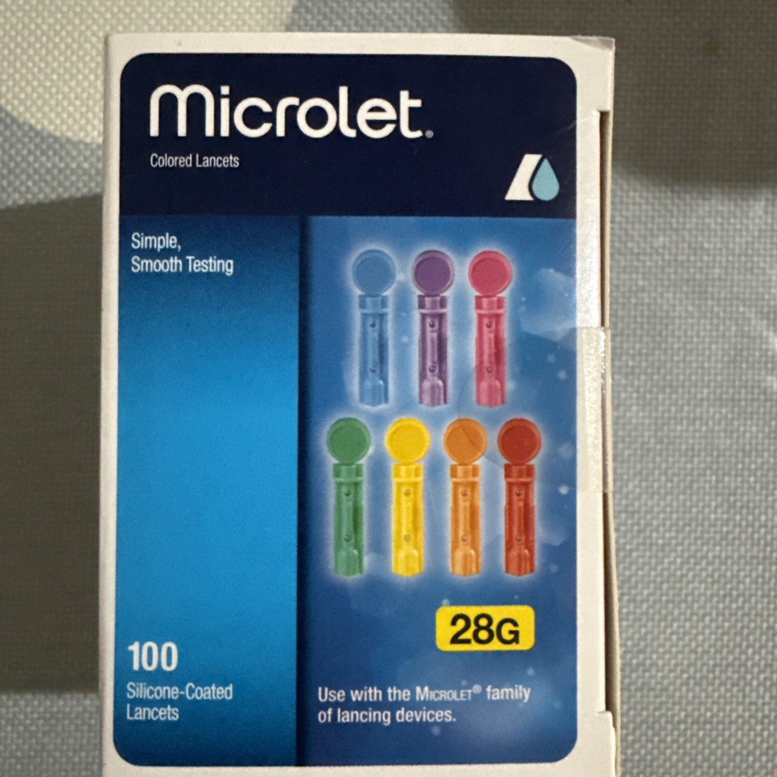 2 Box Microlet Colored Lancets 100 Each 28G Expires 05/28
