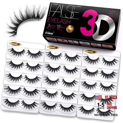 15 Pairs 3D Mink Lashes - Natural Spiky Wispy Cat Eyelash