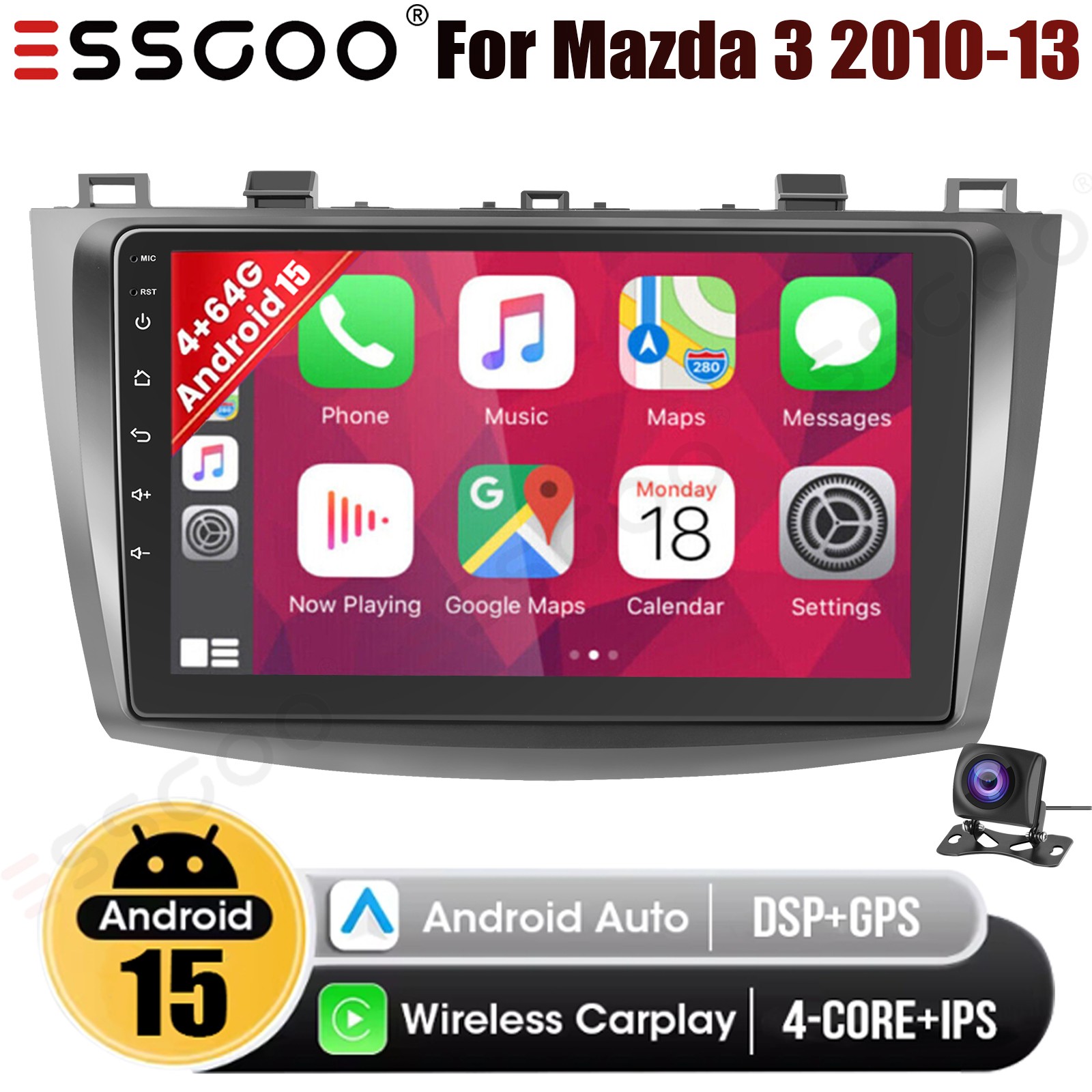 9" For Mazda 3 2010-2013 Apple Carplay Car GPS Navi Radio Stereo WiFi 4+64GB AHD
