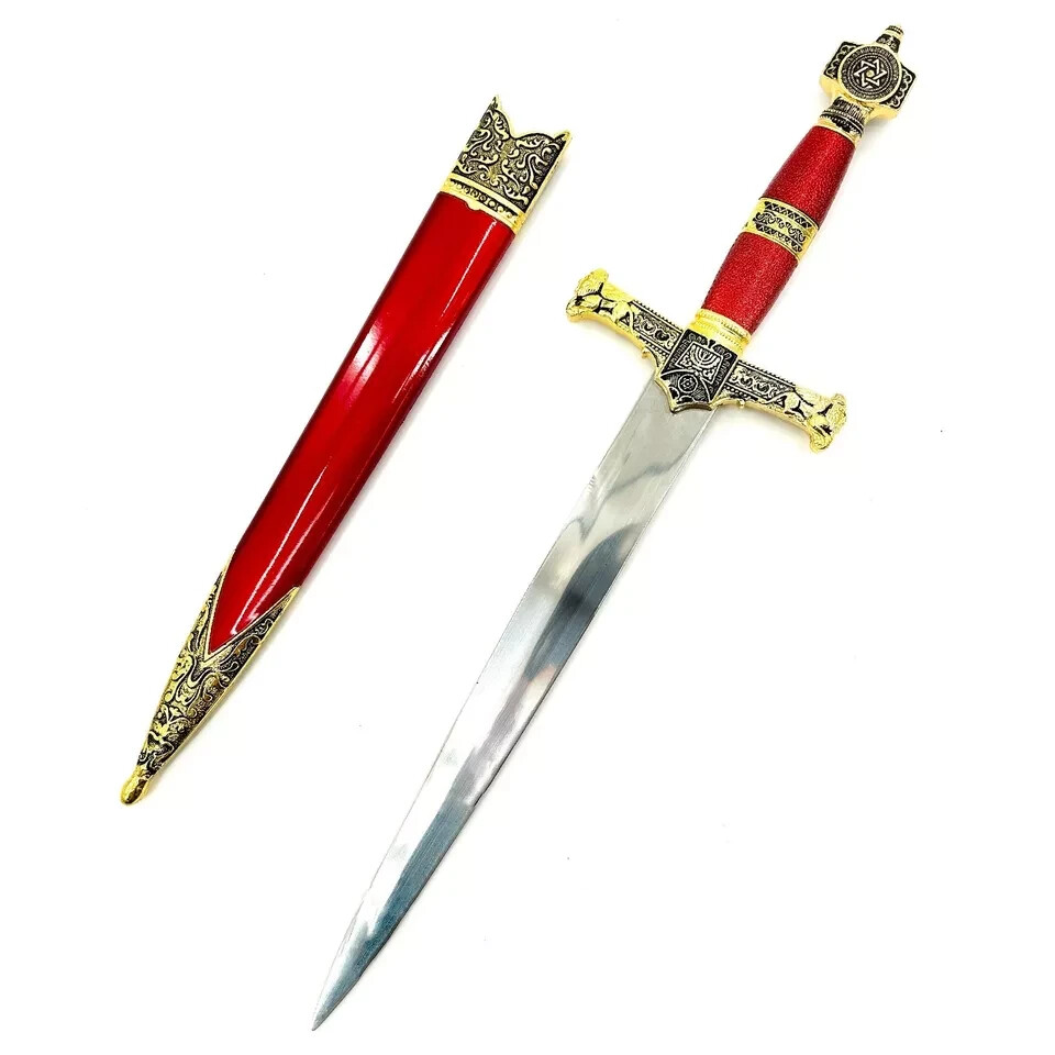 King Solomon Medieval Crusader Dagger Red - Historical Collection for Display