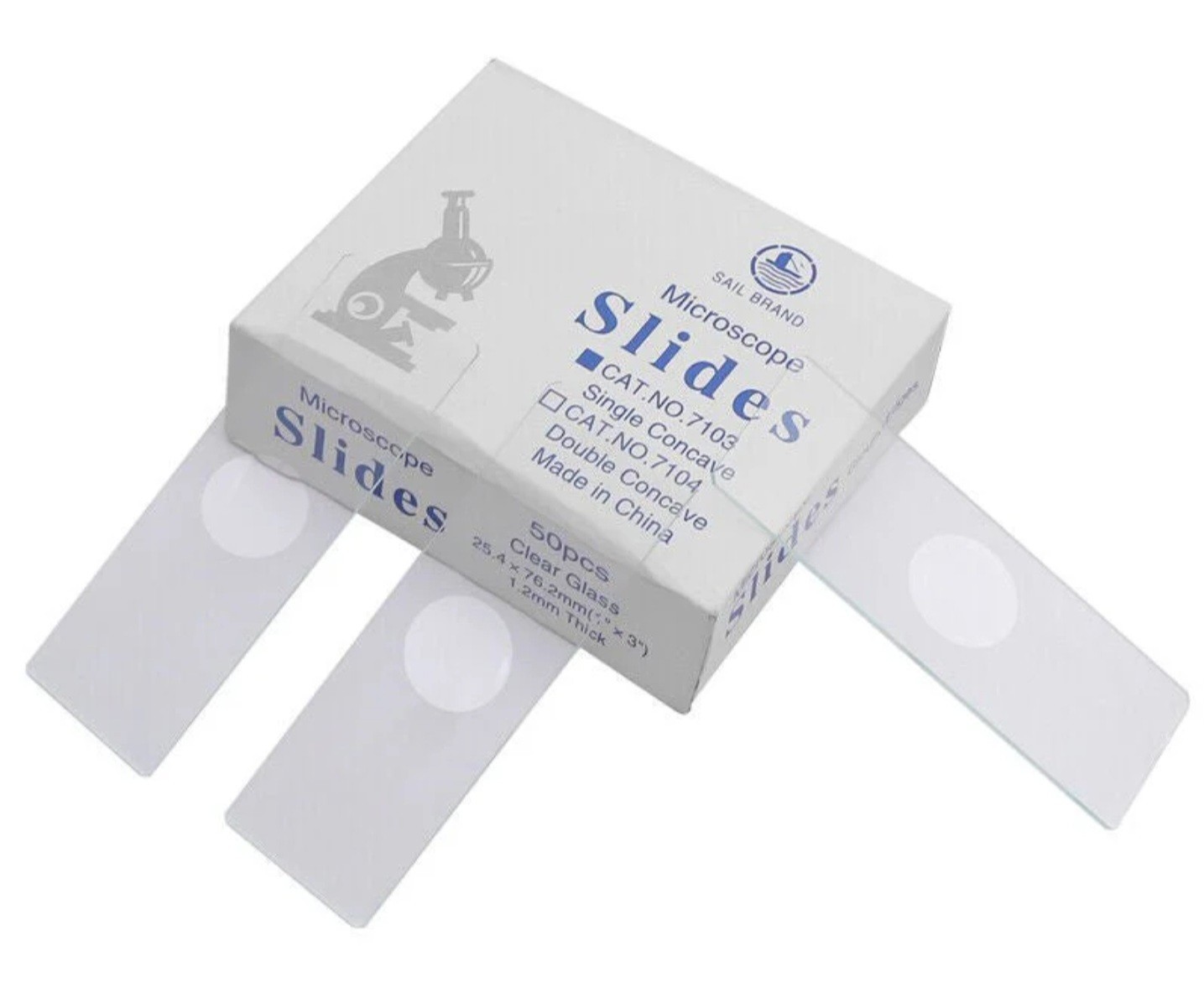 Sail Brand Single Concave Microscope Slides - Ground Edges (50pcs) 7103