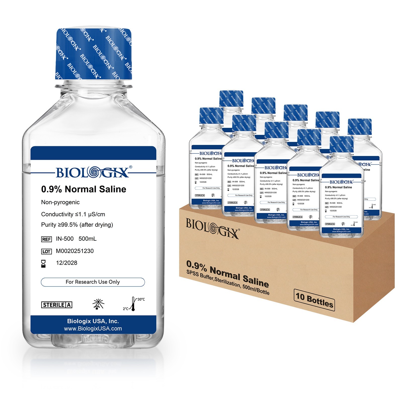 0.9% Sodium Chloride Solution, Normal Saline for Lab Research Only, Total 5000ml