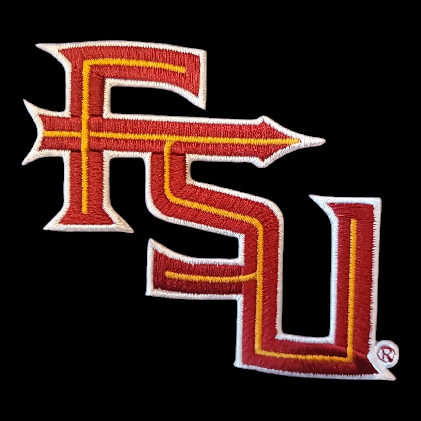FSU Letter Logo. Embroidered. Iron On Backing 4"x4"
